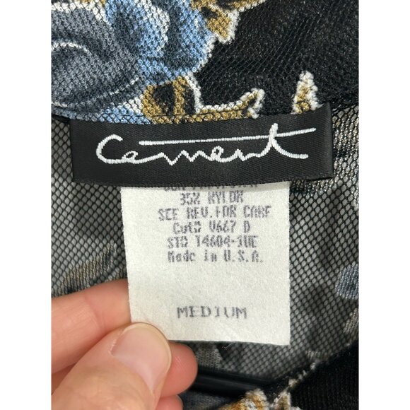 Vintage Carment Mesh Floral Button Front Shirt Black Multi Sz Medium Whimsigoth - Picture 5 of 10